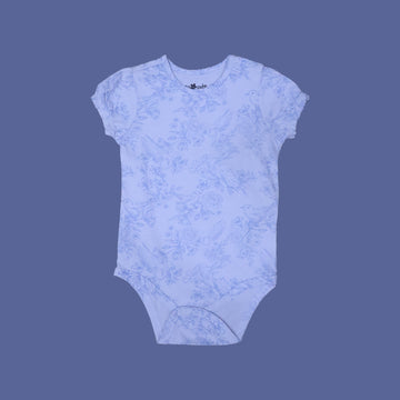 SKY BLUE FLOWER & BIRD PRINT HALF SLEEVES ROMPER
